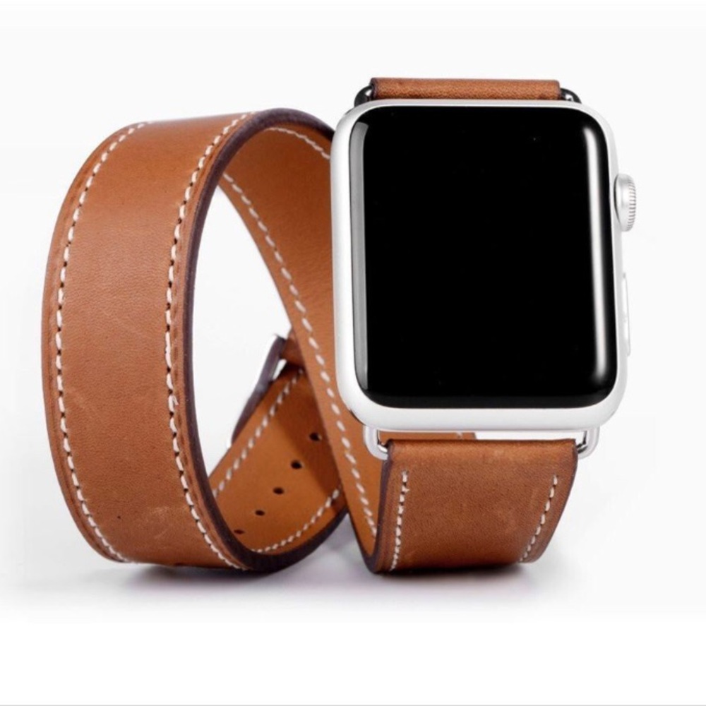 Double wrap faux leather Apple Watch strap